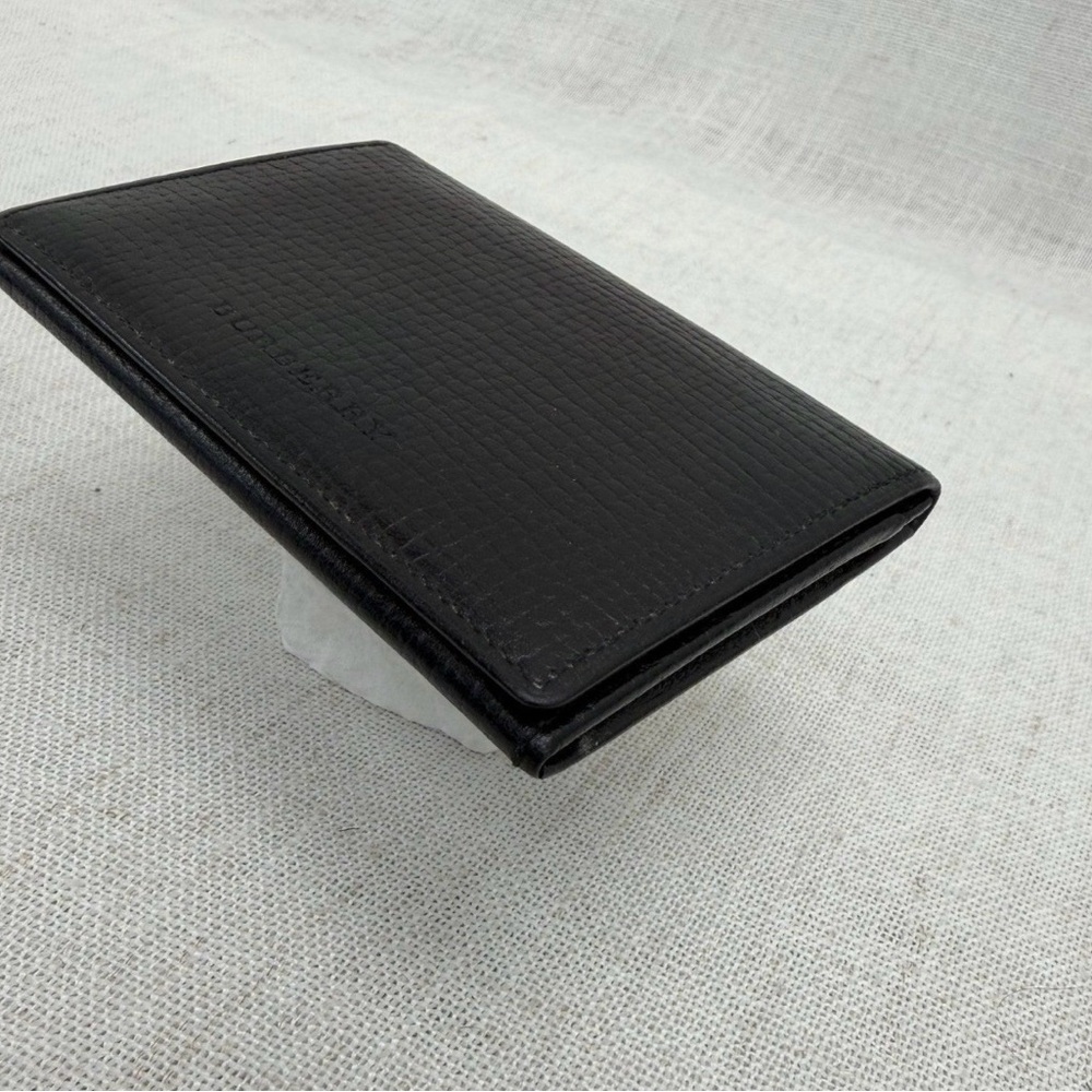 Burberry Black Leather Nova Check Card Case Wallet Slim Bifold COA - Picture 4 of 7